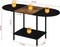 2-Tier Oval Coffee Table with Storage – Farmhouse Black Center Table for Living Room, Home Office, RV, Small Spaces (35.4”x15.7”x14.1”)